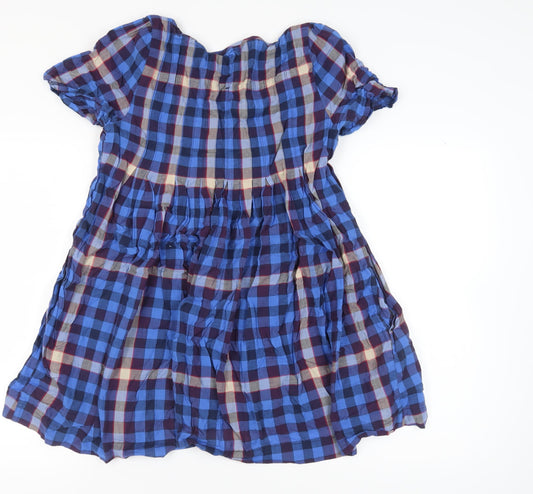 Jack Wills Women's Blue Check A-Line Dress Size 12