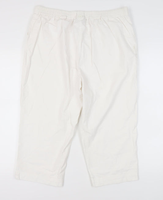 Izabel Women's White Cropped Trousers, Size 18
