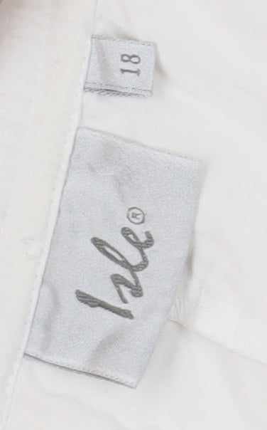 Brand and care label for Izabel Women's White Cropped Trousers, size 18