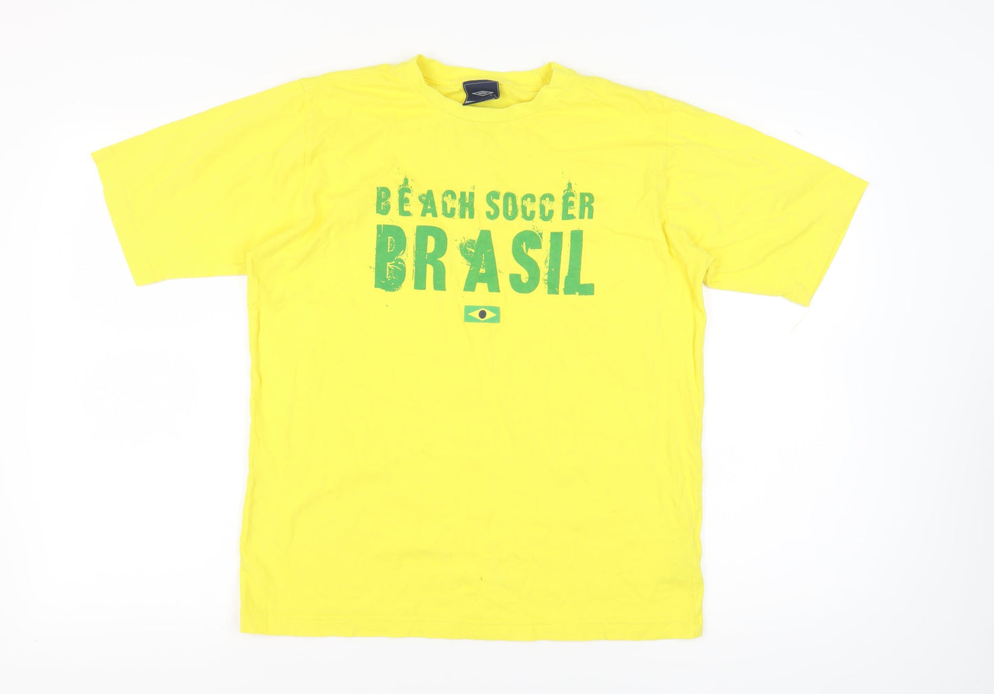 Umbro Yellow Beach Soccer T-Shirt, L, Unisex, Casual Sports