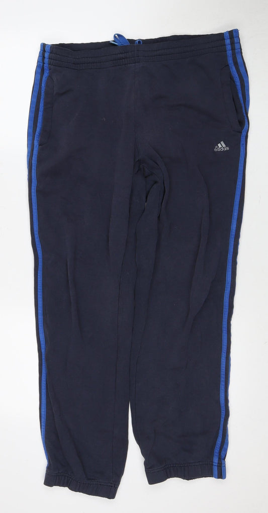 Adidas Men's Blue Track Pants M, Elastic, Gym Ready