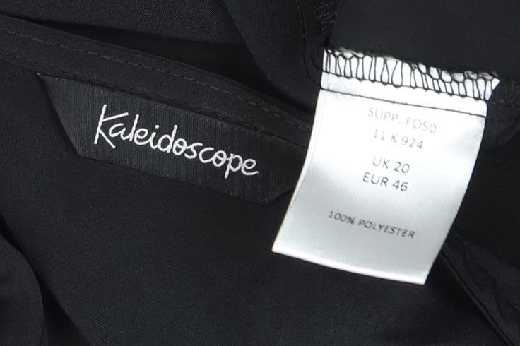 Close-up detail of Kaleidoscope Women's Black Tunic Blouse, size 20