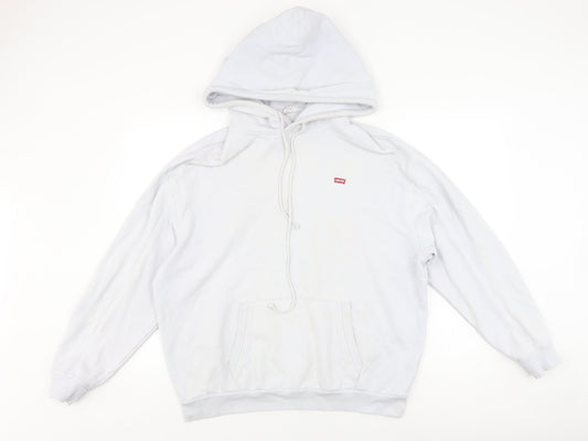 Levi's Men's White Pullover Hoodie M, Logo Accents