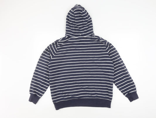 Crew Clothing Women's Blue Striped Pullover Hoodie, Size 10