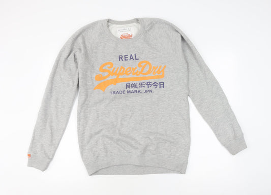 Unisex Adults UK L Regular Superdry Grey Pullover Sweatshirt