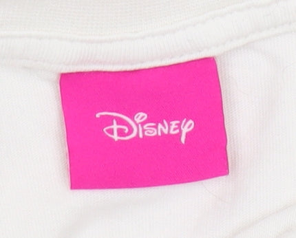 Brand and care label for Disney girls’ white little mermaid t-shirt, 4 years, cotton