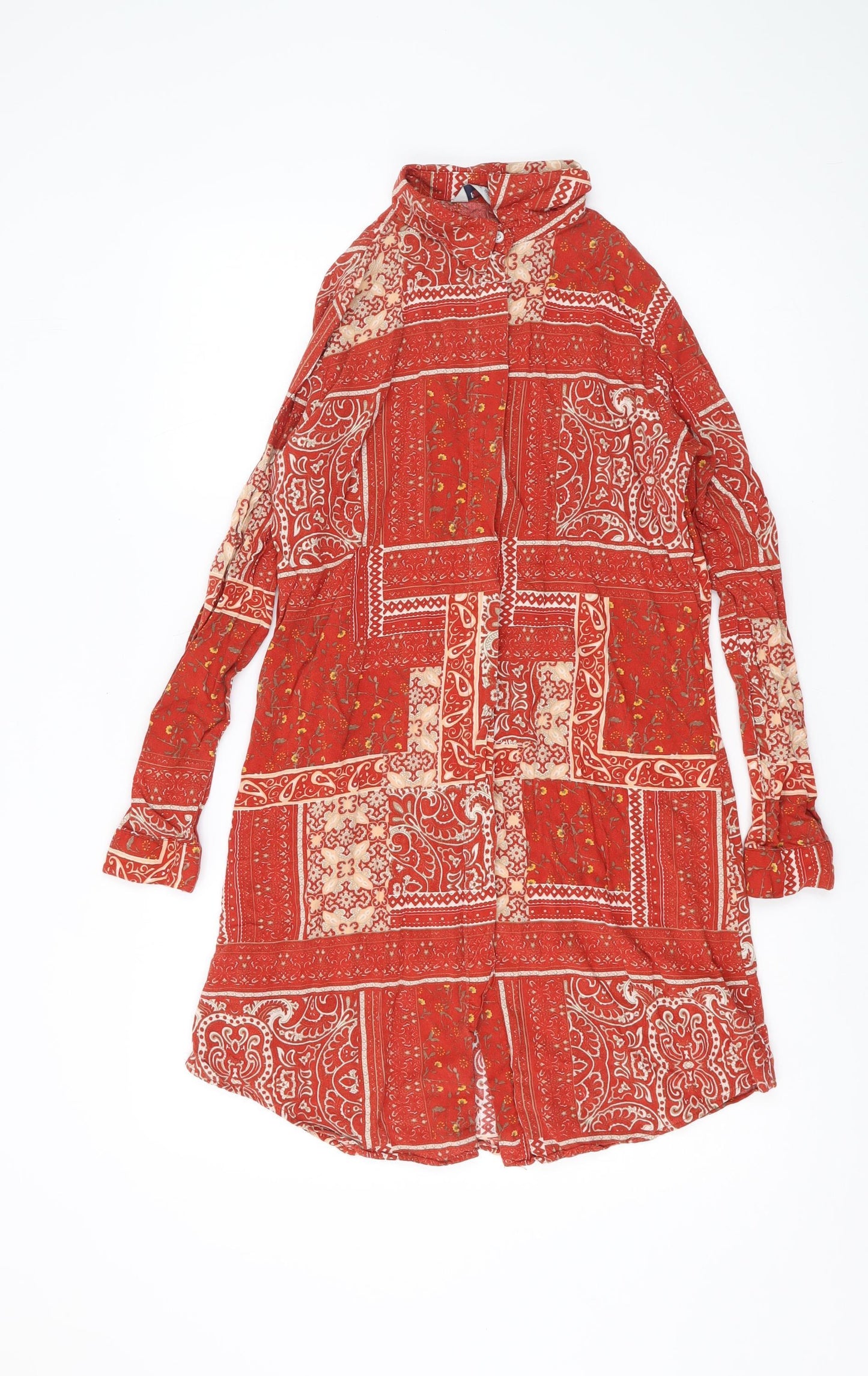 Polo Zone Women Red Tunic Button-Up Shirt M
