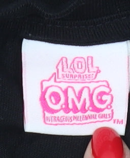 Additional view of LOL Surprise girls’ black graphic long sleeve t-shirt 6-7 years