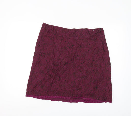 White Stuff Women's Purple Paisley Skirt Size 16