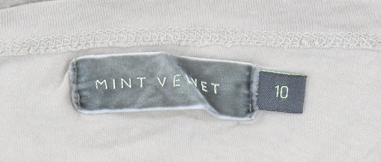 Mint Velvet Women's Beige Cotton Boat Neck T-Shirt