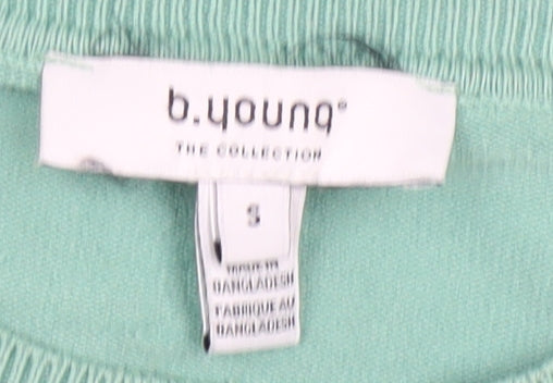 Brand and care label for b.young Women's Green jumper, size S