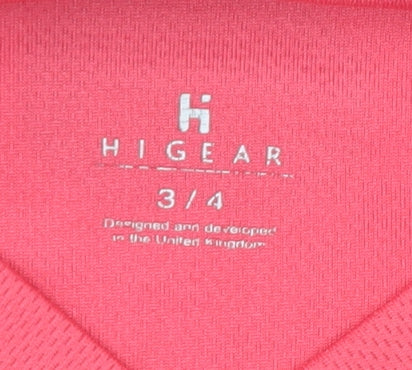 Brand and care label for Hi Gear girls’ pink long sleeve activewear top 3-4 years