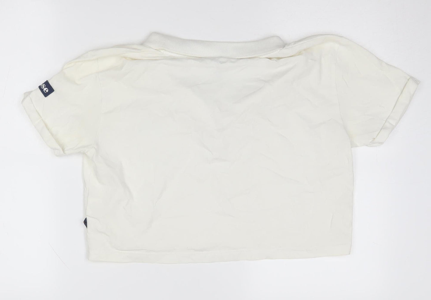Ellesse Women's White Cropped Polo Shirt Size 10