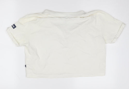 Ellesse Women's White Cropped Polo Shirt Size 10