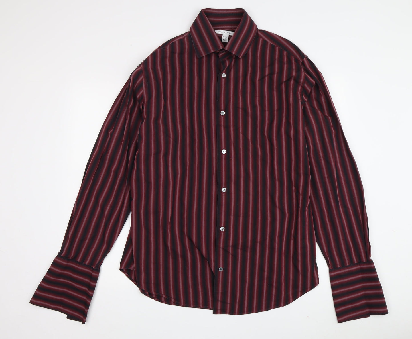 Banana Republic Men's Red Striped Dress Shirt L