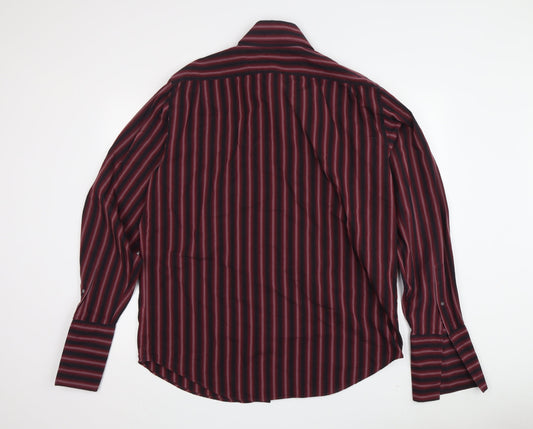 Banana Republic Men's Red Striped Dress Shirt L