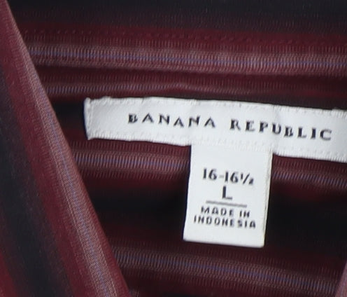 Banana Republic Men's Red Striped Dress Shirt L
