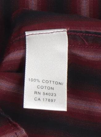 Banana Republic Men's Red Striped Dress Shirt L