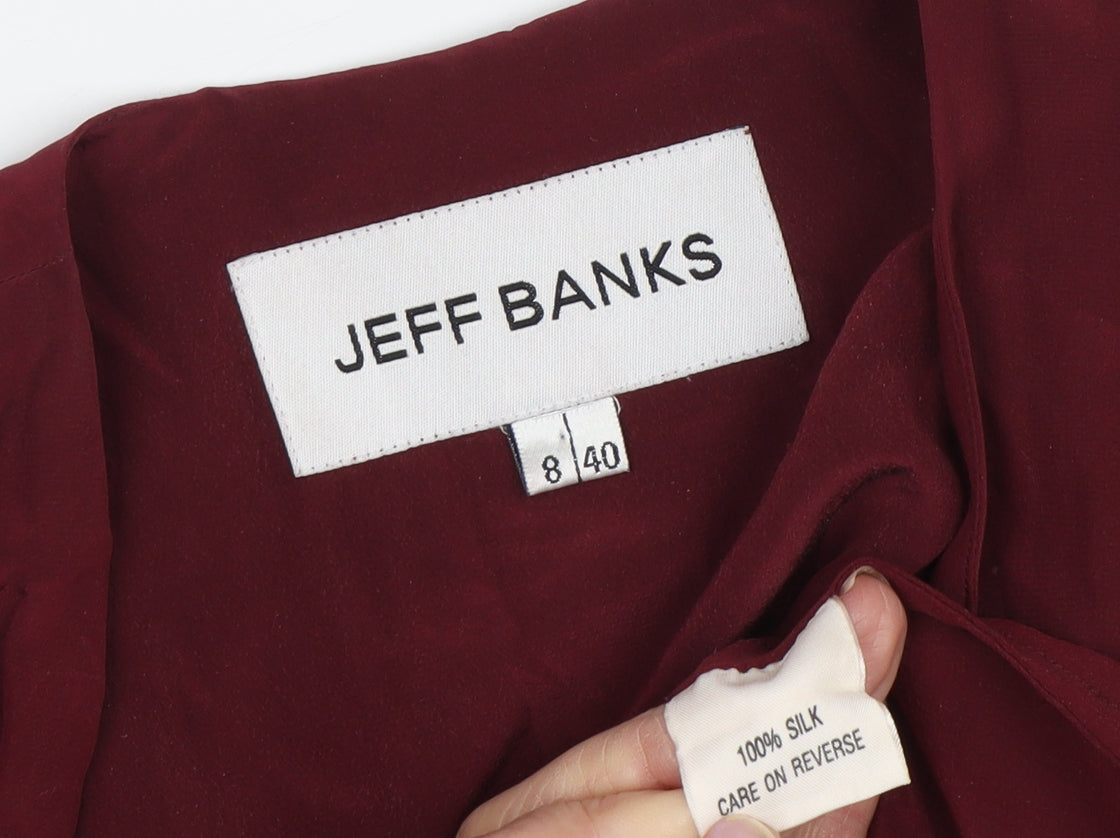 Jeff Banks Women's Red Long Silk Jacket Size 8