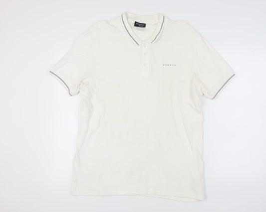 McKenzie Men's White Polo Shirt L Short Sleeve Logo Casual