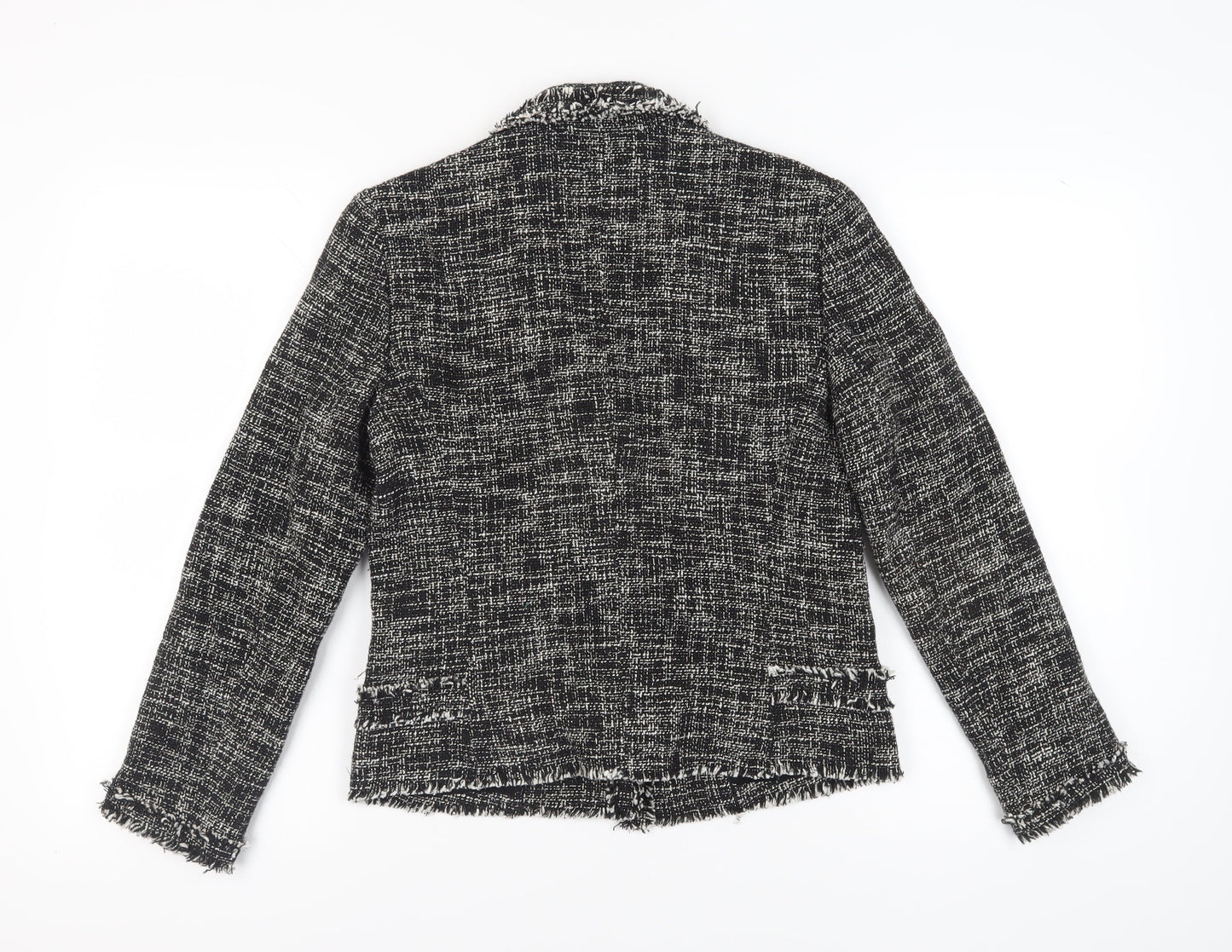 Massimo Dutti Women's Black Bouclé Blazer Size 12