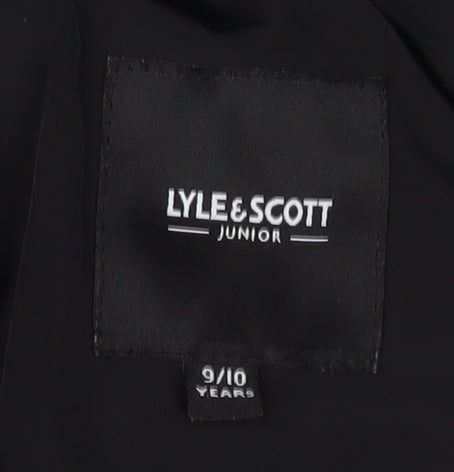Lyle & Scott Boys Black Puffer Jacket 9-10 Years Hooded