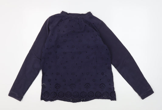 Joules Girls Blue Embr Sweatshirt, Size 6, Long Sleeve