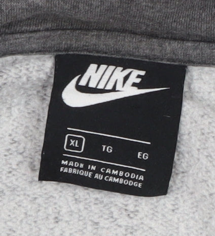 Nike Men's XL Grey Full Zip Hoodie with Logo