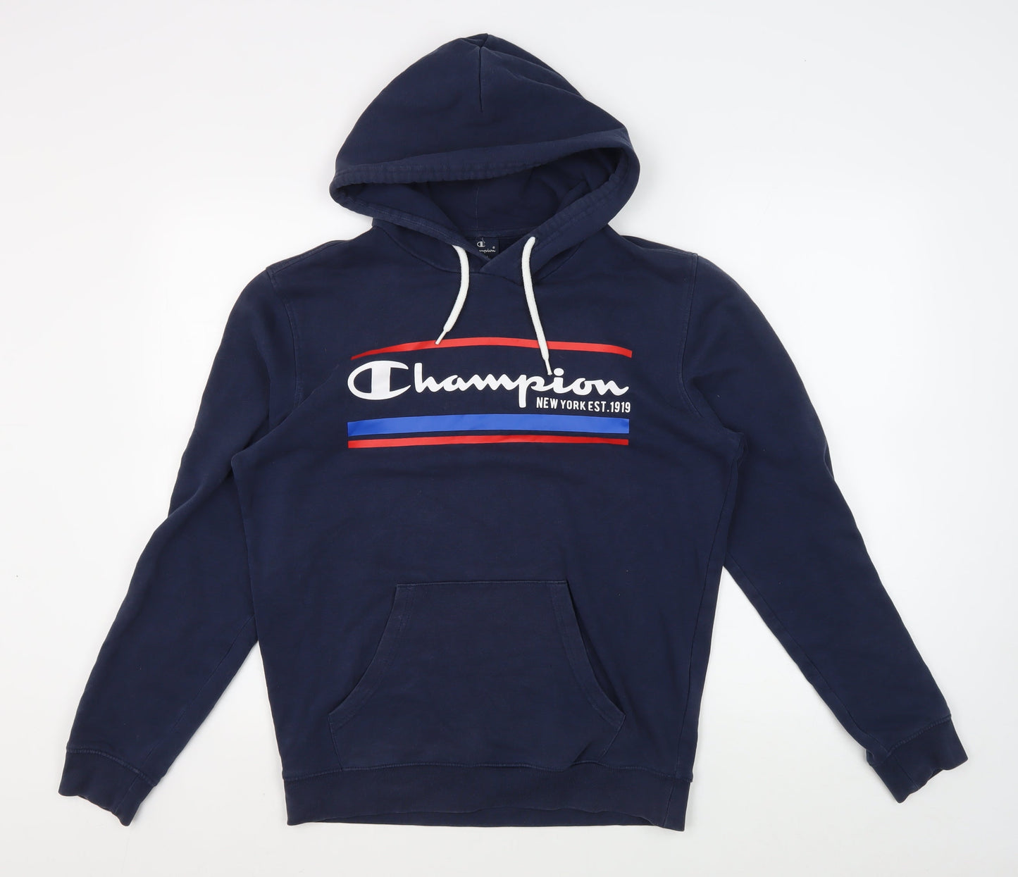 Champion Men's Blue Logo Hoodie S Pullover