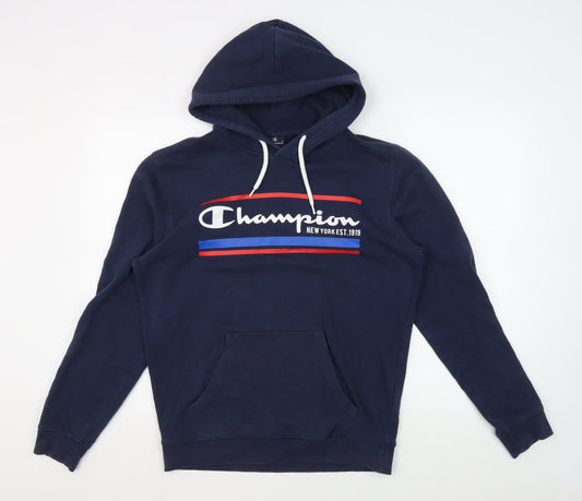 Champion Men's Blue Logo Hoodie S Pullover