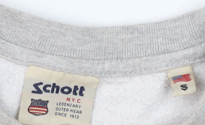 Schott Men's Grey Crew Neck Pullover Sweatshirt Size S