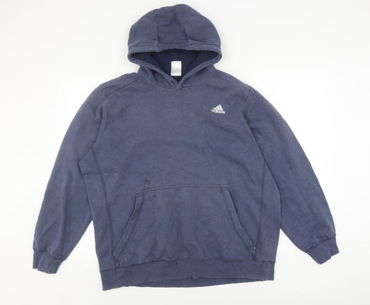 Adidas Men's XL Blue Pullover Hoodie with Logo