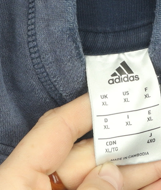 Adidas Men's XL Blue Pullover Hoodie with Logo