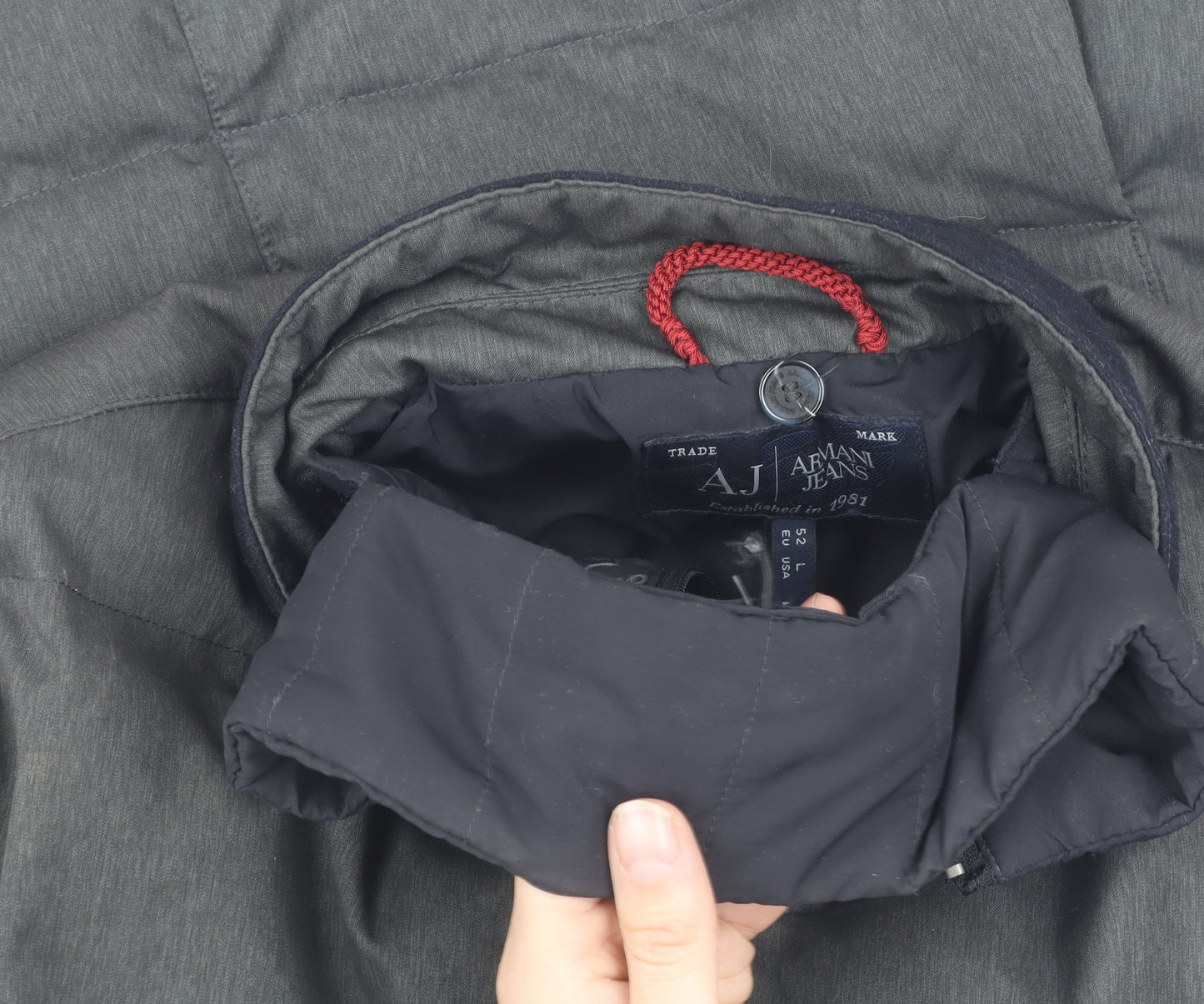 Armani Jeans Men's Grey Puffer Jacket - L, Autumn/Winter Essential