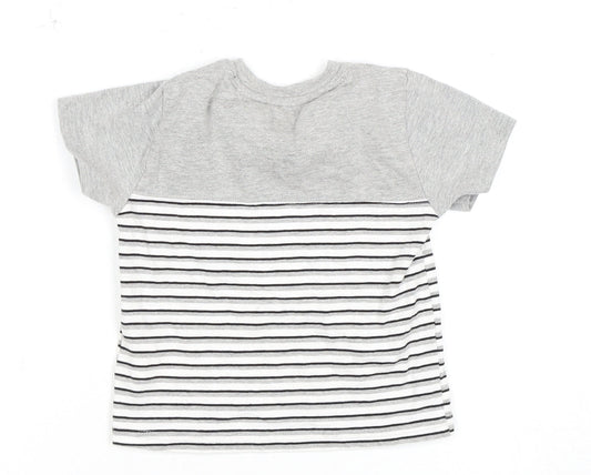 Firetrap Unisex Grey Striped T-Shirt 12-18 Months