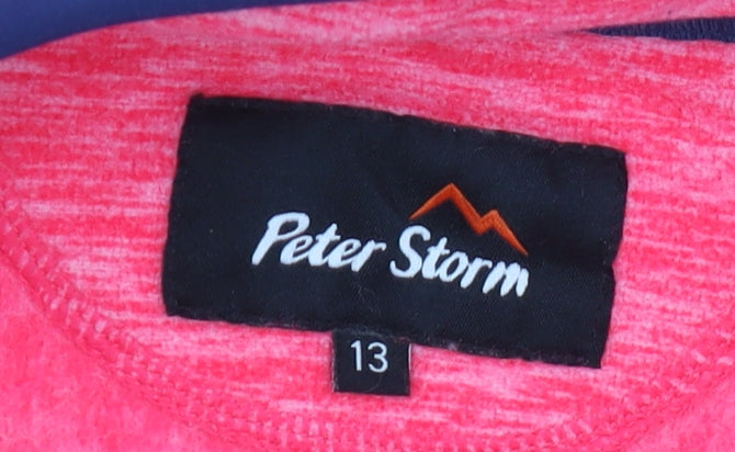 Brand and care label for Peter Storm girls’ pink fleece jacket 13 years