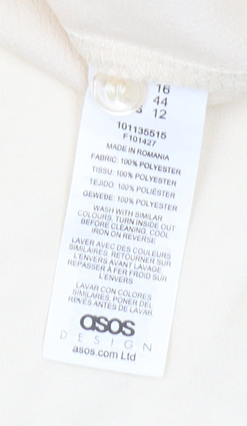Close-up detail of ASOS DESIGN Women's Beige Blouse, size 12