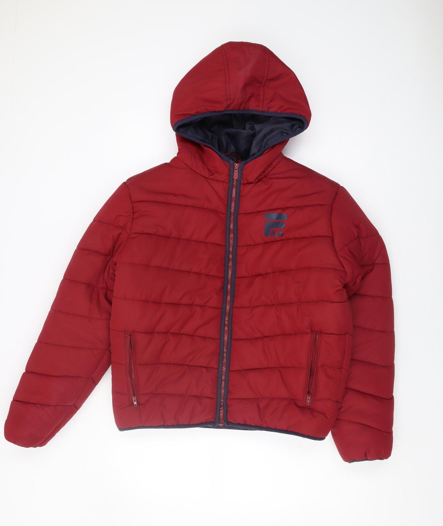 Fila Women's Red Puffer Jacket Size S, Hooded Casual