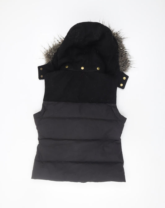 Jack Wills Women's Black Hooded Puffer Waistcoat Size 10