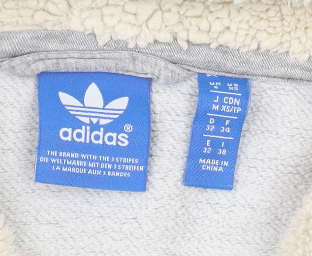Adidas Women's Grey Full Zip Hoodie Size 8 - Casual Comfort