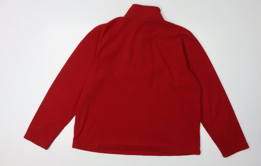 Lands' End Men's Red Fleece 1/4 Zip Sweatshirt M