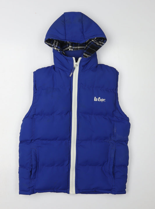Additional front view of Lee Cooper boys’' blue hooded bodywarmer jacket 11-12 years