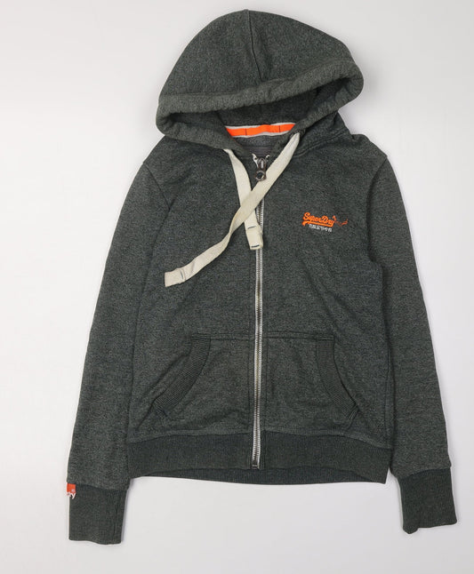 Womens UK XS Regular Superdry Grey Full Zip Hoodie