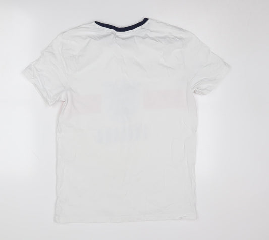 England Official Men's White Graphic Sports T-Shirt M