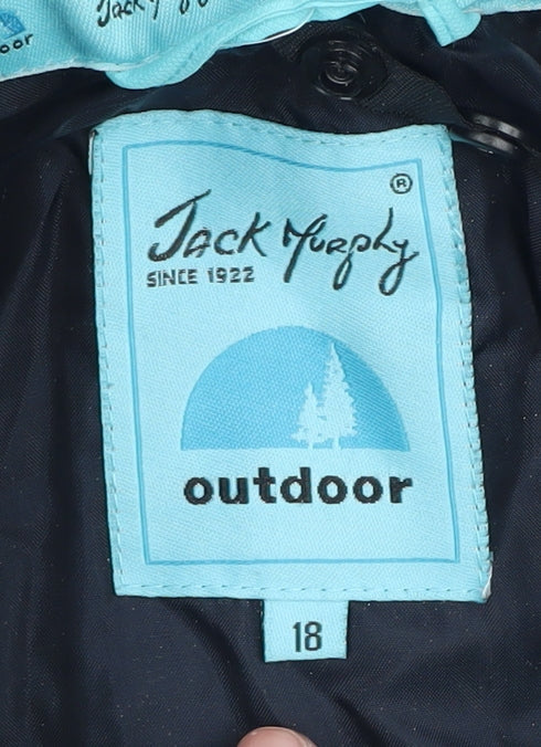 Jack Murphy Women's Blue Hooded Rain Coat Size 18