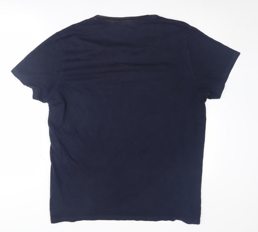 Pierre Cardin Men's Blue V-Neck 2XL T-Shirt, Short Sleeve