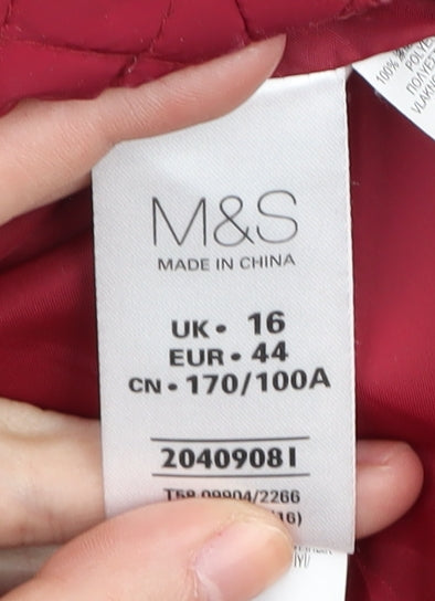Marks and Spencer Women's Red Quilted Jacket Size 16