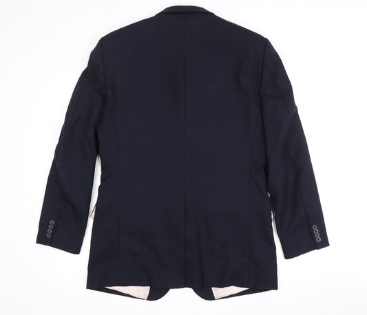 T.M. Lewin Men's Blue Wool Blazer - Size 39R