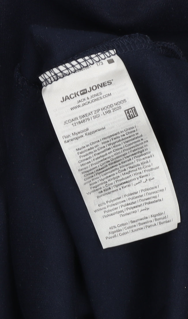 Jack & Jones Men's Blue Hoodie M Logo Zip