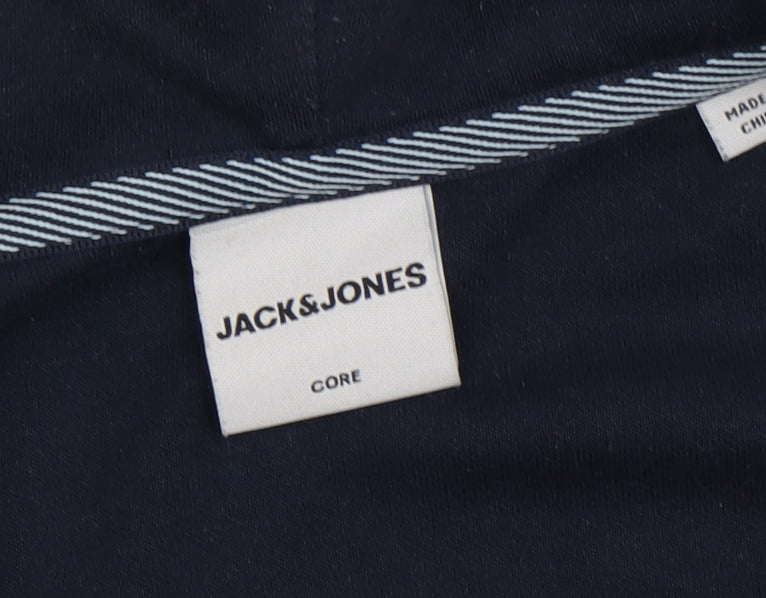 Jack & Jones Men's Blue Hoodie M Logo Zip